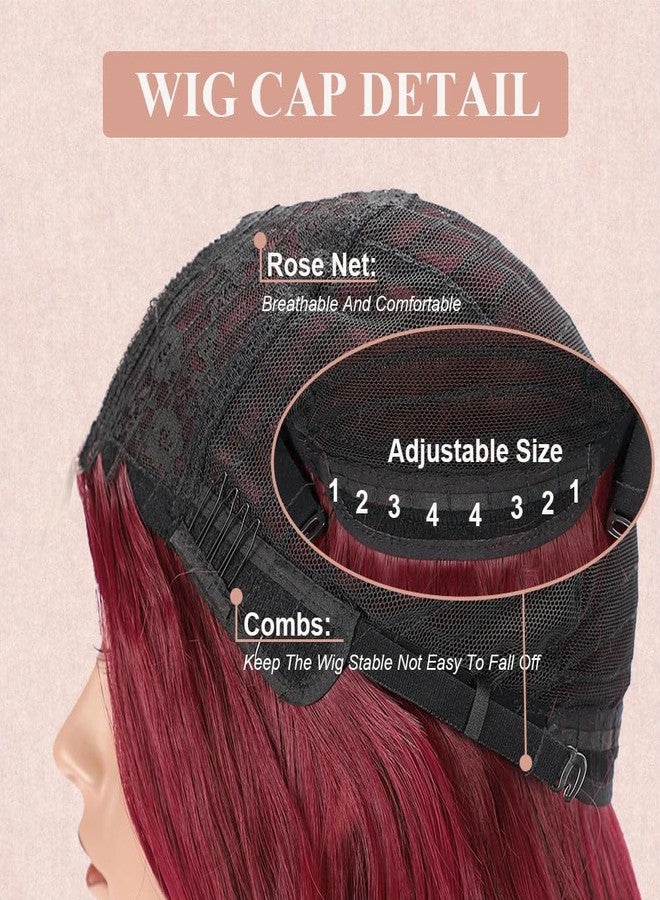 Colorful Queen 99j Burgundy Wig Glueless Long Wavy Synthetic Red Wigs for Women 26 Inch Curly Wig Put on and Go Wine Red Colored Wigs for Cosplay Daily Use - Image 4